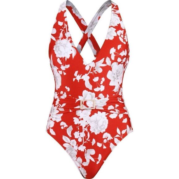 L'Agence Women's Rouge Lisa Ikebana Plunge Floral One-Piece Swimsuit Sz XL NWOT - Picture 3 of 10